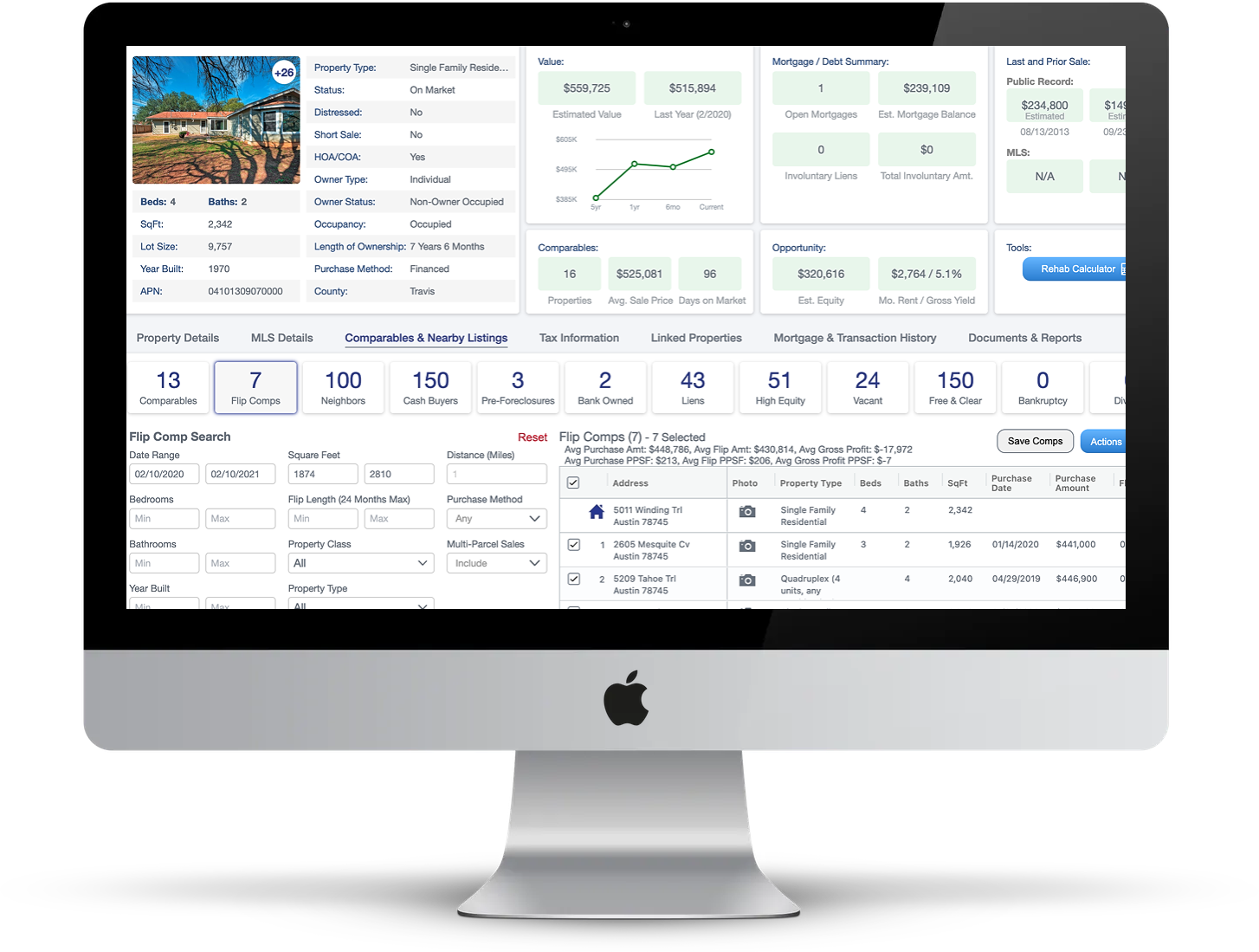 Pre-foreclosure Filings and Public Auctions Foreclosed Properties & Real Estate Owned (REO) Vacant Properties Tax Liens HOA & Mechanic’s Liens Cash Buyers High Equity Free & Clear Properties